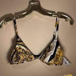 Versace Black and Gold Patterned Bra